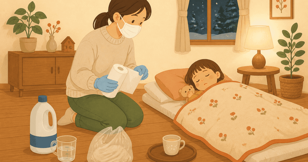 子どもの感染性胃腸炎｜冬の流行前に知りたい吐物処理と家庭内二次感染を防ぐコツ